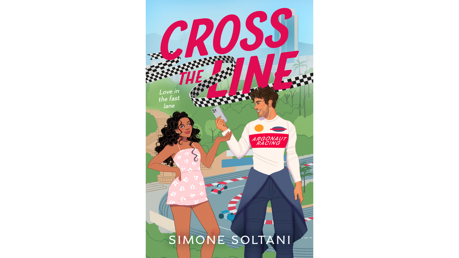 Cover of Cross the Line by Simone Soltani, a Formula 1 romance featuring friends-to-lovers, emotional growth, and life on the racing circuit.