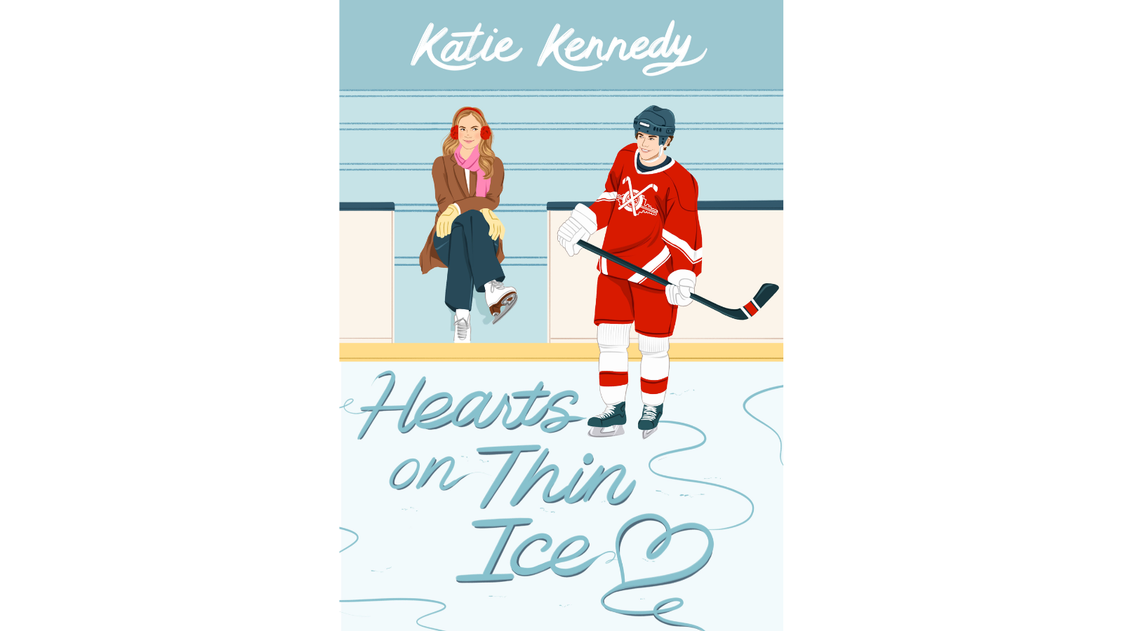Cover of Hearts on Thin Ice by Katie Kennedy, a contemporary hockey romance about grief, healing, and unexpected love.