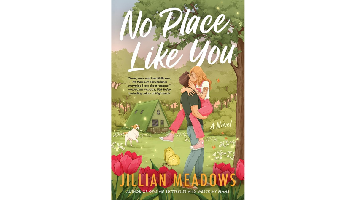 Cover of No Place Like You by Jillian Meadows, a contemporary romance featuring childhood friends-to-lovers, fake dating, grief, and a dream of opening a bookshop.