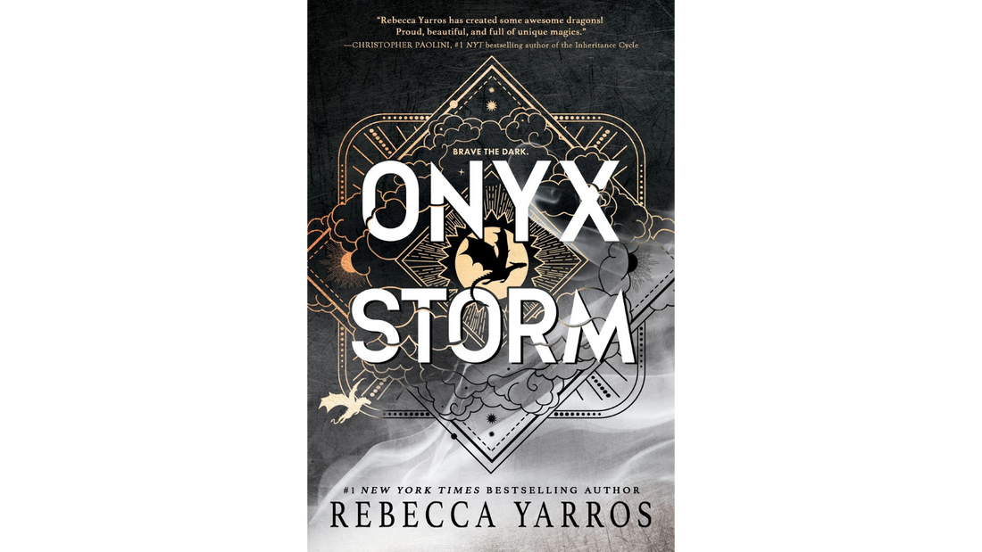 Cover of Onyx Storm by Rebecca Yarros, the third novel in The Empyrean series featuring dragons, magic, romance, and epic fantasy.