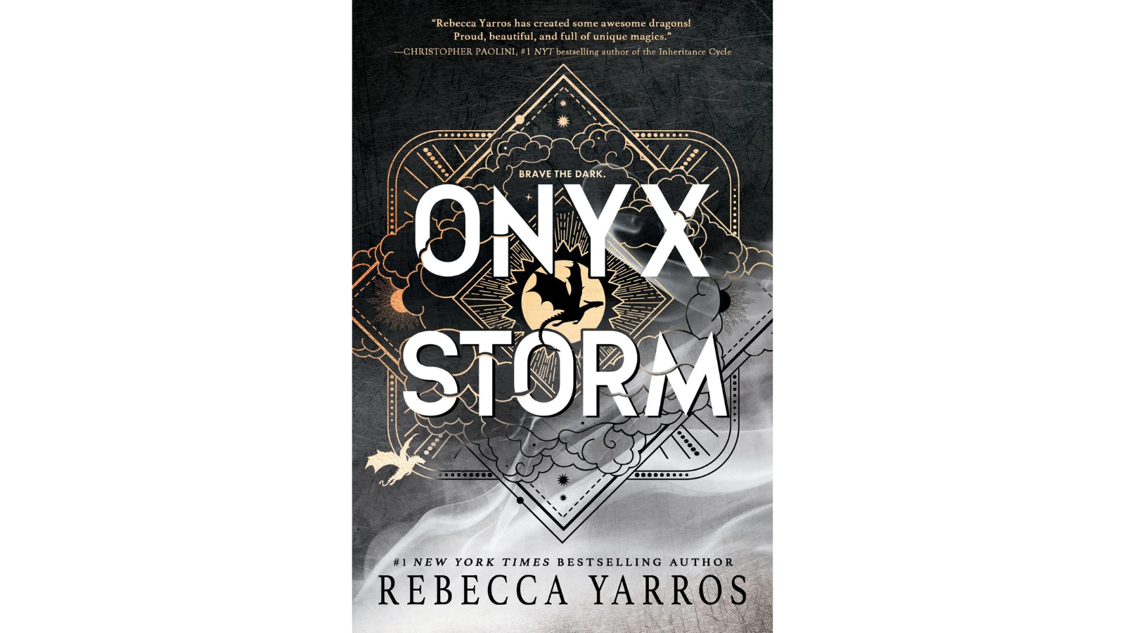 Cover of Onyx Storm by Rebecca Yarros, the third novel in The Empyrean series featuring dragons, magic, romance, and epic fantasy.