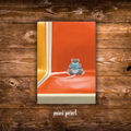 Mini art print featuring a small rat reading a book while sitting on an orange New York subway seat.